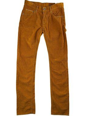 Care Label 402 Slim Men's Corduroy 29 Mustard Brown Cotton Italian Denim NWT